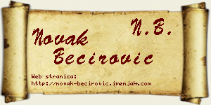 Novak Bećirović vizit kartica